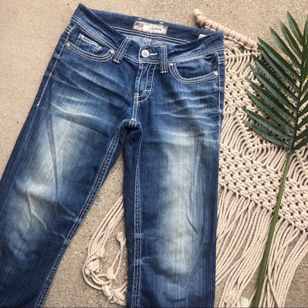BKE Dark Blue Cropped Ankle Jeans - Picture 3 of 7